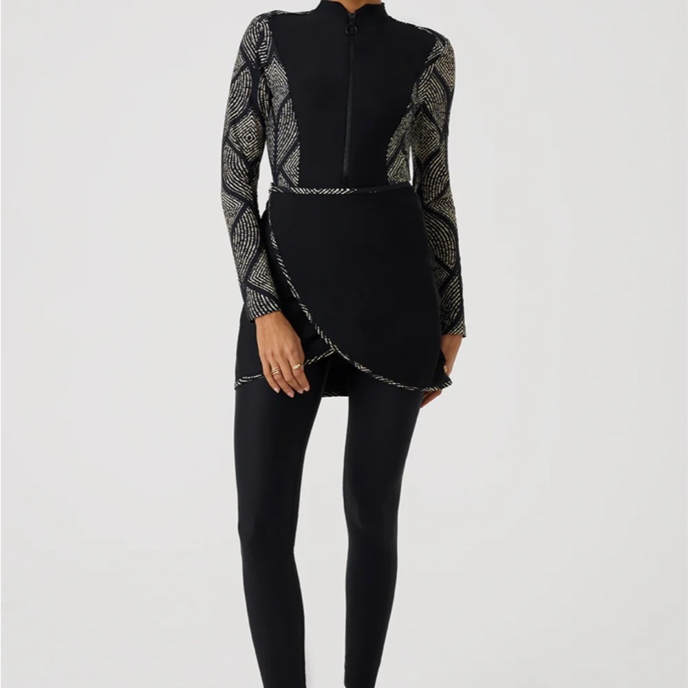 Women's Black Patterned Swimwear